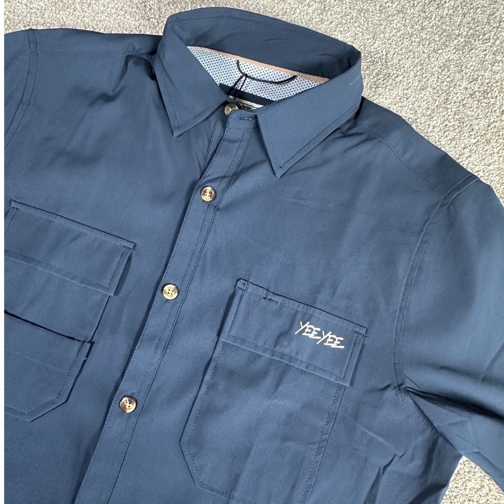 YEE YEE The Maverick Shirt Men's Small Navy Blue Short‎ Sleeve Button Up